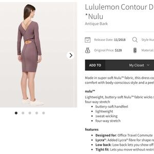 Lululemon contour dress size xs/s